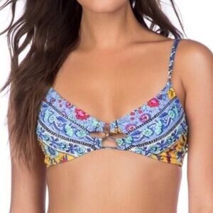 Nanette Lepore Swim Top Large Multicolor Floral Removable Pads Adjustable NWT